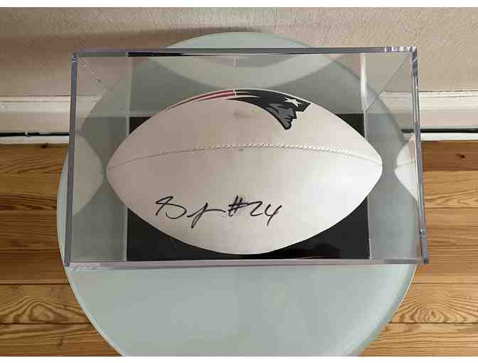 Patriots #24 Stephon Gilmore Signed Football in case with Certificate of Authenticity