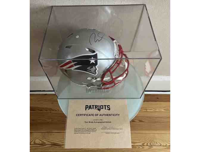 Patriots #12 Tom Brady Signed Helmet in case with Certificate of Authenticity