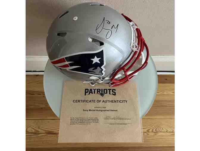 Patriots #26 Sony Michel Signed Helmet with Certificate of Authenticity