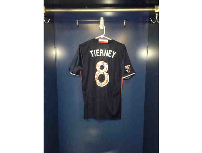 Chris Tierney Game-Worn, Autographed Revolution Jersey w/Camouflage Numbers