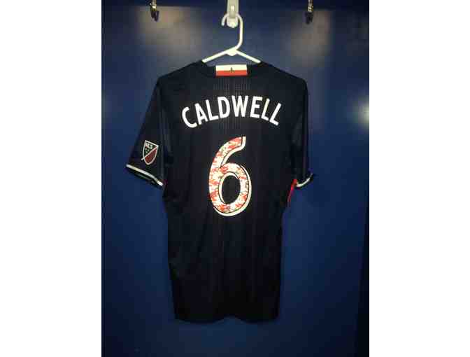 Scott Caldwell Game-Worn, Autographed Revolution Jersey w/Camouflage Numbers