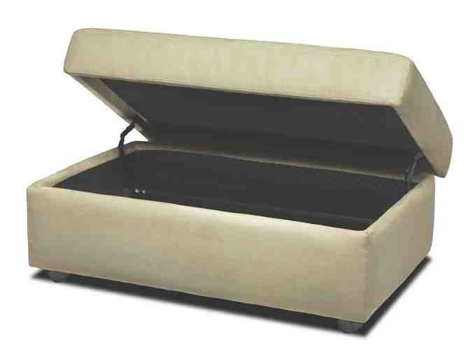 BLACK Leather Lindsay Storage Ottoman