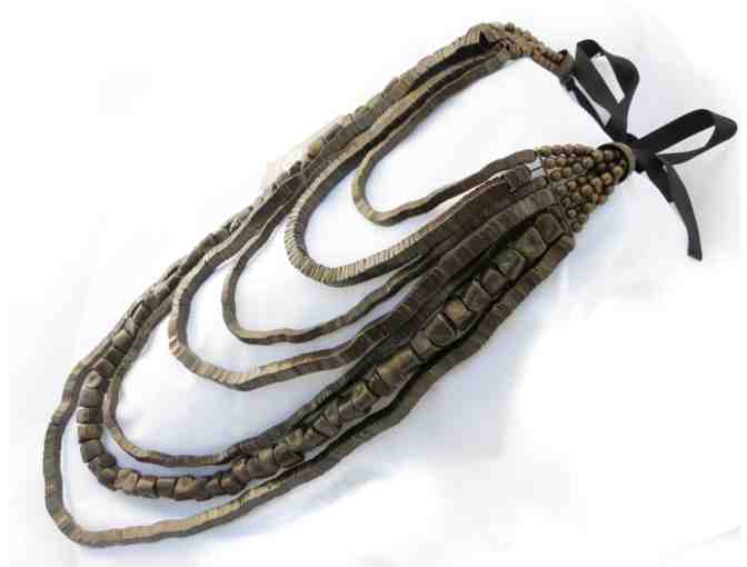 Bronze-styled wooden beaded necklace