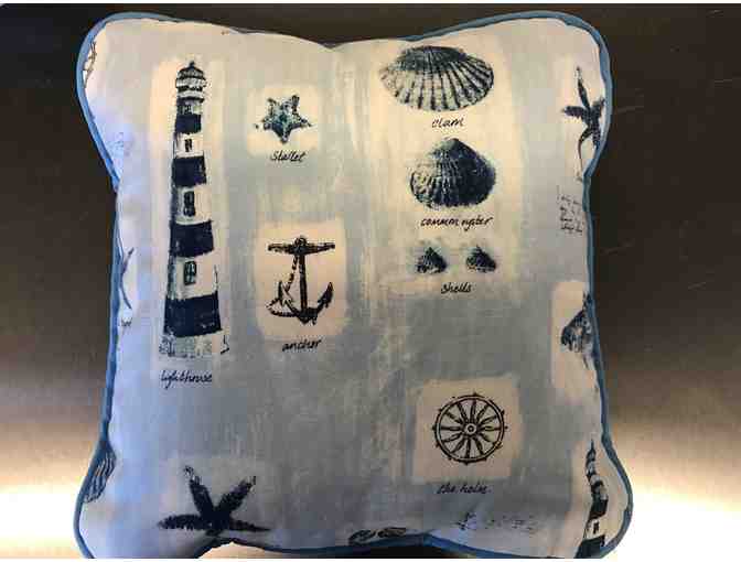 4 Decorative Pillows,  Hand-made, Blue and White Sea Motif