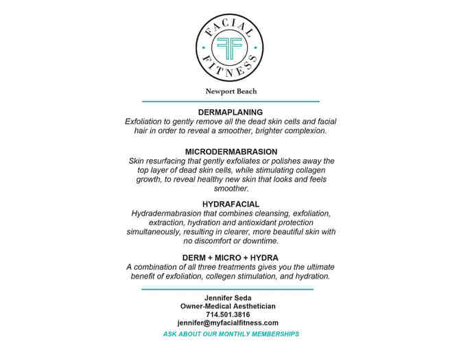 One year membership of Hydrafacial MD by Facial Fitness Newport Beach