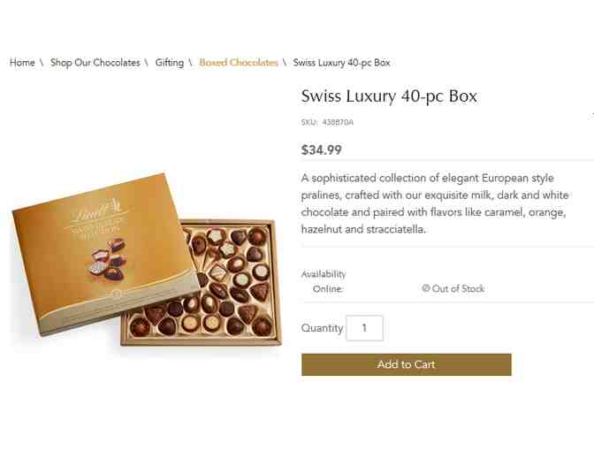 Two Boxes of Swiss Luxury (40-piece) by Lindt