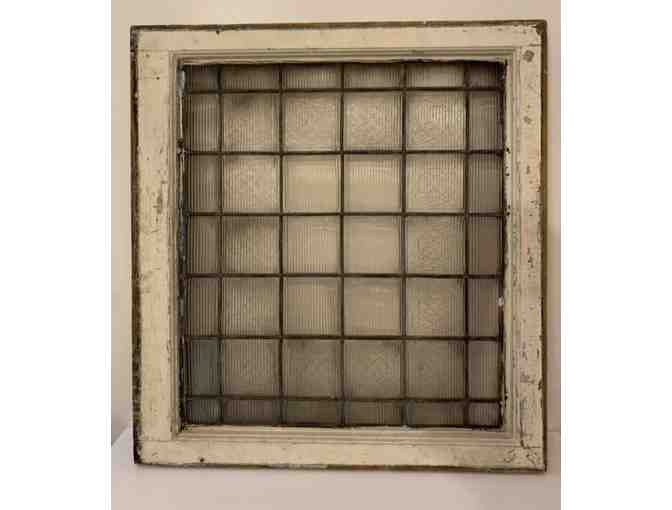 Leaded glass window from Crompton and Knowles Loom Works, Worcester, MA
