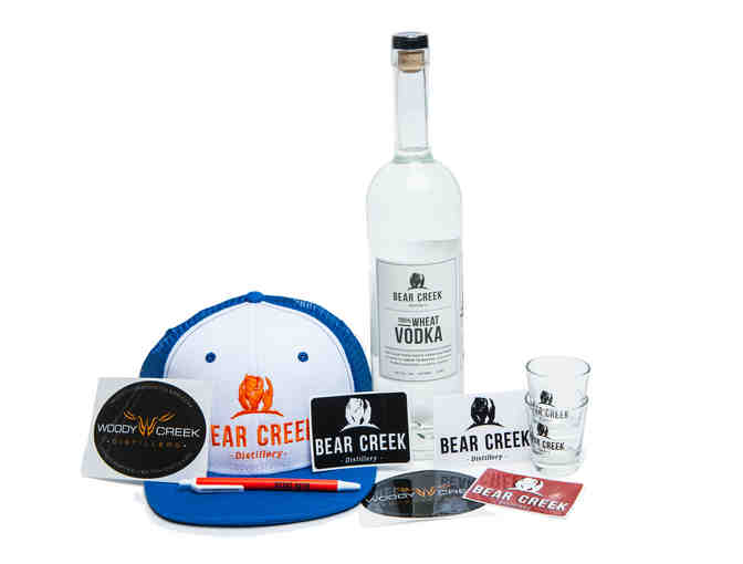 Bear Creek Distillery Wheat Vodka and shot glasses