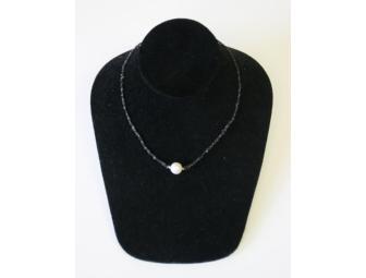 Black Diamond Chip and Pearl Necklace