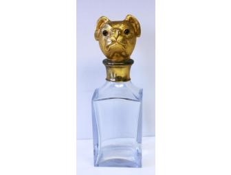 Glass Decanter with Gold Bulldog Head