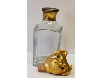 Glass Decanter with Gold Bulldog Head