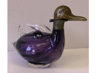 Glass, Duck-shaped Pitcher with Bronze Spout