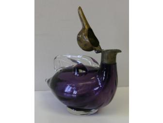 Glass, Duck-shaped Pitcher with Bronze Spout