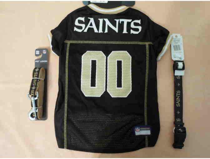 Dog New Orleans Saints Jersey, Large;  Saints leash; and Saints collar, Large