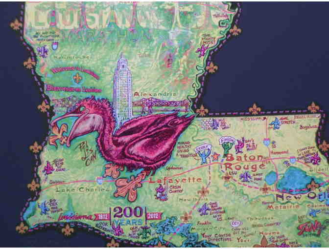 The Inaugural Louisiana Marathon silkscreen artist's proof poster