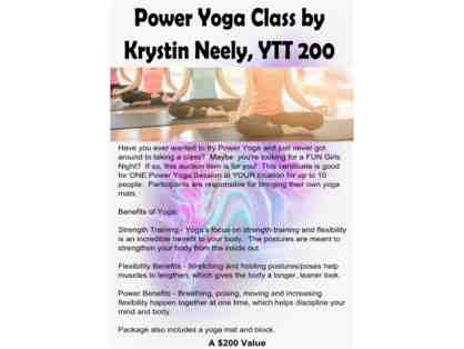 Power Yoga Class at YOUR Location for up to 10 people