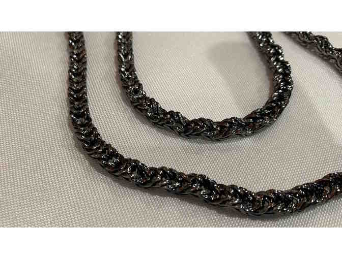 Unisex black necklace w bracelet set