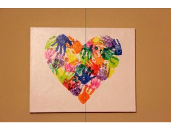 Handprint Heart Canvas Art from Miss Audrey's Th 1's Class