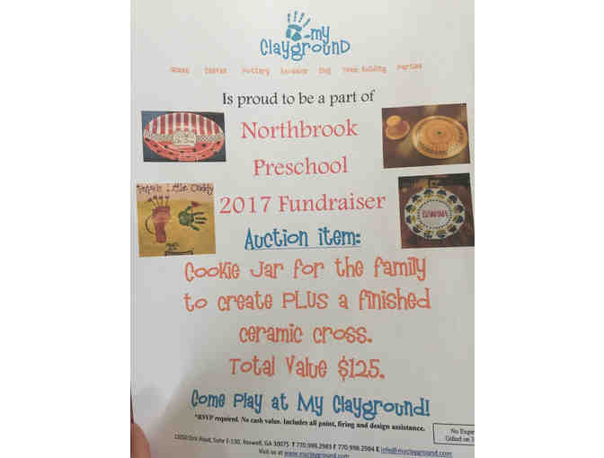 My Clayground Session with Unpainted Cross and Cookie Jar Included