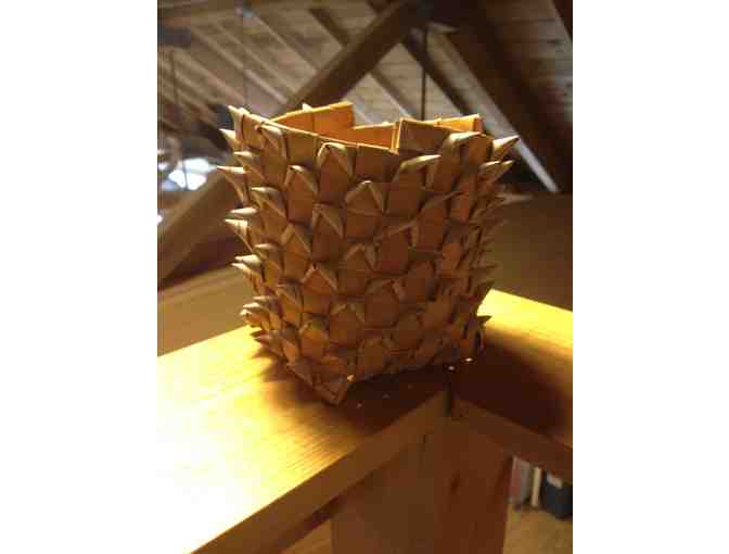 Birch Bark Basket Spiraled with Spines