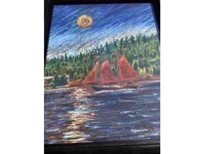 Barbara Bjelland Framed Hjordis Oil Pastel Copy from Kah-Nee-Tah Gallery in Lutsen, MN