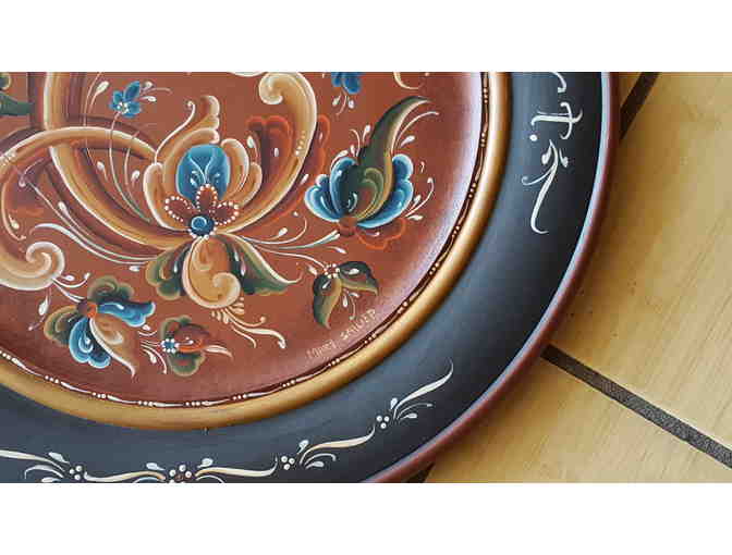 Hand-painted Rosemaled Plate by North House Instructor Mary Schliep