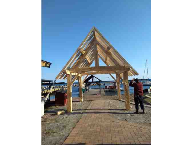 Hand hewn Timber frame created by North House students