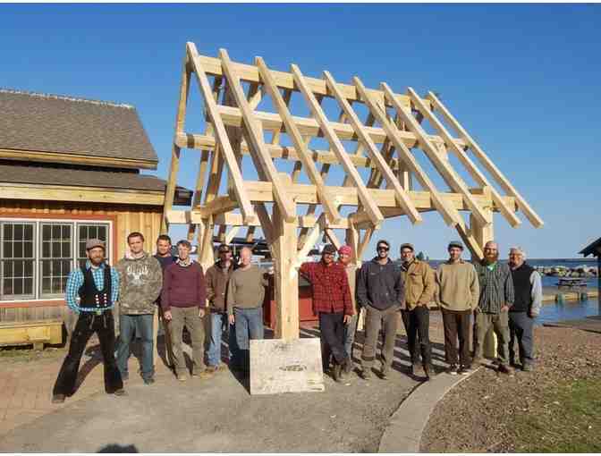 Hand hewn Timber frame created by North House students