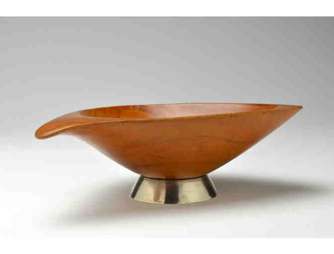 Teak bowl with silver base - Emil Milan