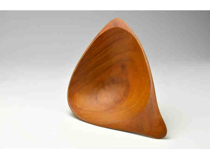 Teak bowl with silver base - Emil Milan