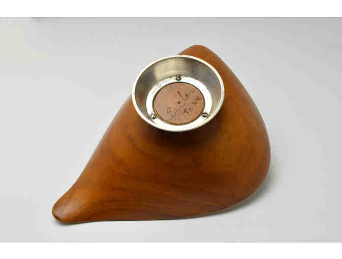 Teak bowl with silver base - Emil Milan