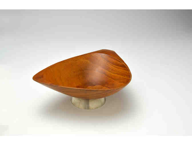 Teak bowl with silver base - Emil Milan