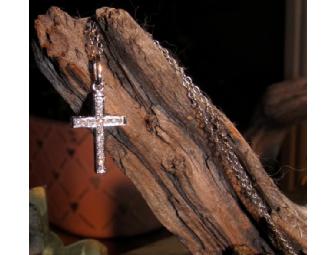White Gold & Diamond Cross - 5/8 Inch