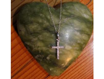 White Gold & Diamond Cross - 5/8 Inch