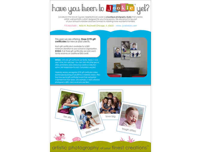 $195 GC toward artwork from a future session with jookie, a portrait boutique, inc.