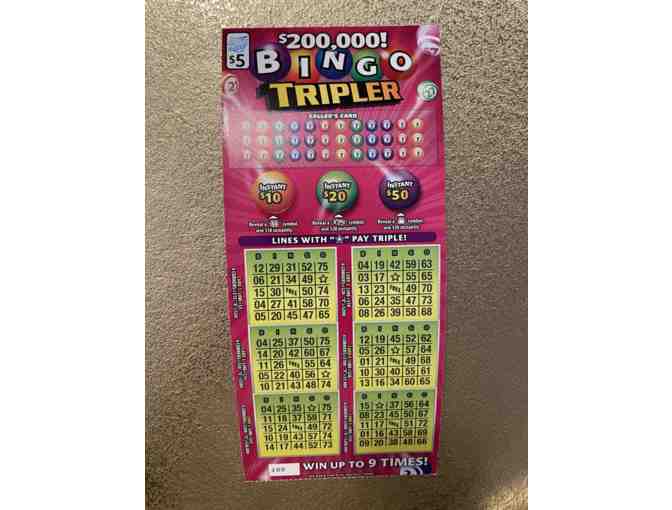 $5 Raffle ticket for a chance to win $50 worth of scratch off lottery tickets