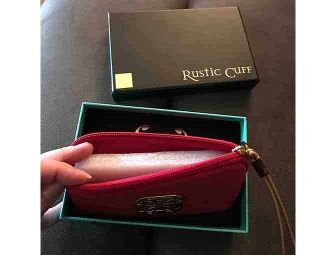 Custom 'Live United' metal cuff and wristlet from Rustic Cuff