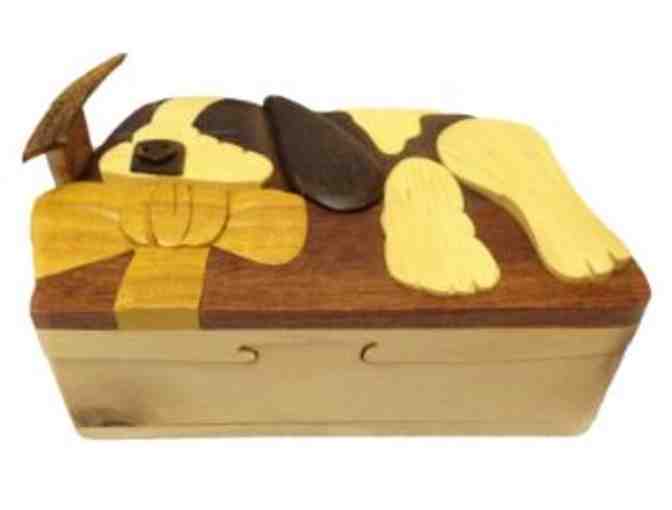 Wood Puzzle Box-Dog with Bow