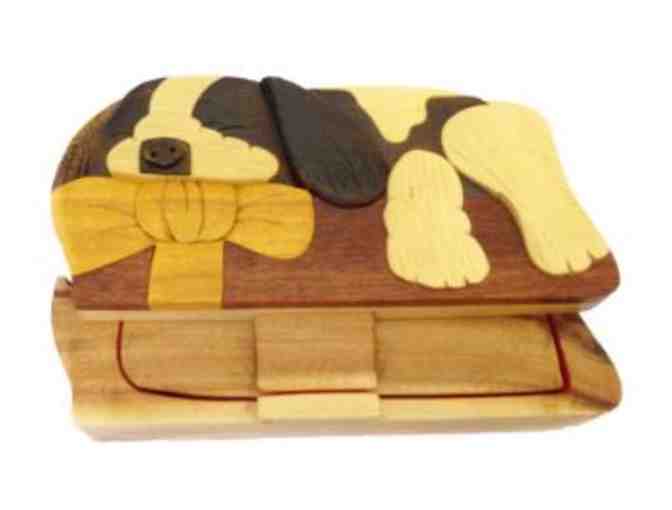 Wood Puzzle Box-Dog with Bow