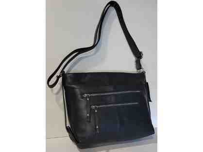 Leather East/West Multi-compartment Convertible Shoulder/Crossbody, Black