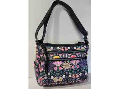 Soft Vegan Leather Convertible Shoulder/Crossbody Handbag, Floral