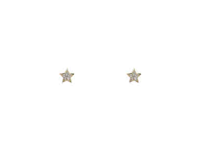 Mini Sparkling 14K Gold & Diamond Stud STAR Earrings