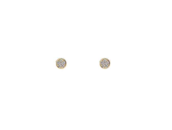 Mini Sparkling 14K Gold & Diamond Stud CIRCLE Earrings