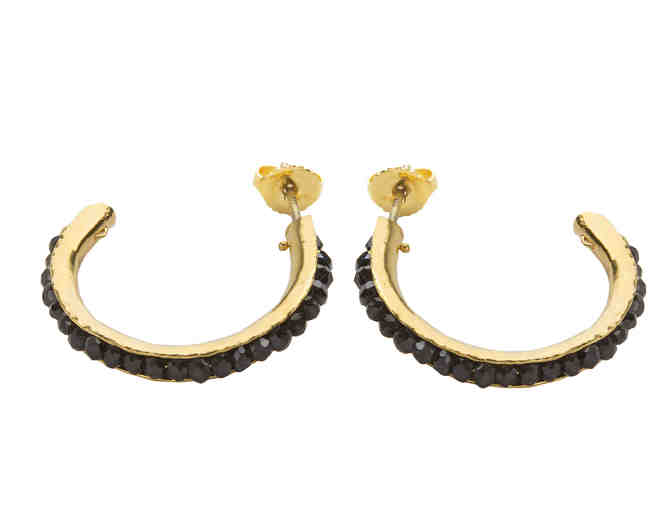 Gold Plated Hoop Earrings with Spinel Gemstones by Tracy Hutt Jewelry