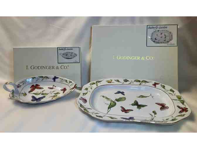 I Godinger & Co. Butterfly Garden !2" Rectangular Platter and Leaf Candy Dish - Photo 1