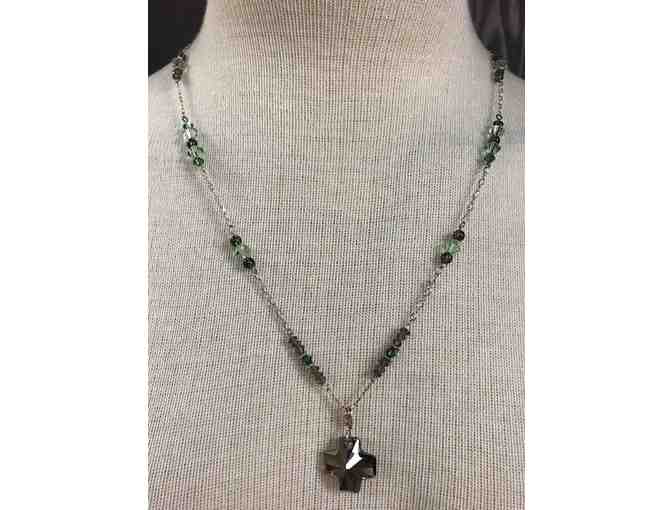 Green and Smoky Quartz Necklace and Earrings