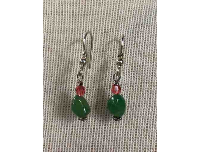Green and Blood Orange Necklace and Earrings