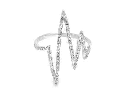 14k White Diamond Heart Beat Pulse Line Ring from Del Pozzo Jewelry