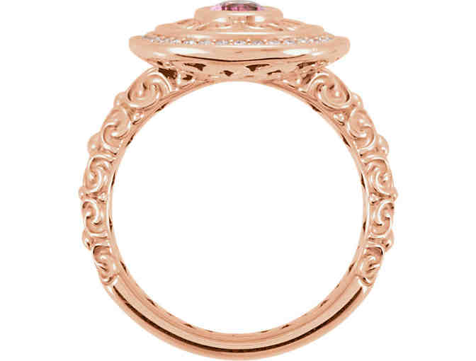 14K GOLD DIAMOND & PINK TOURMALINE RING