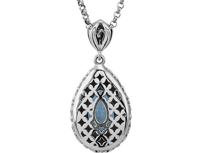 14k WHITE GOLD LONDON BLUE TOPAZ NECKLACE
